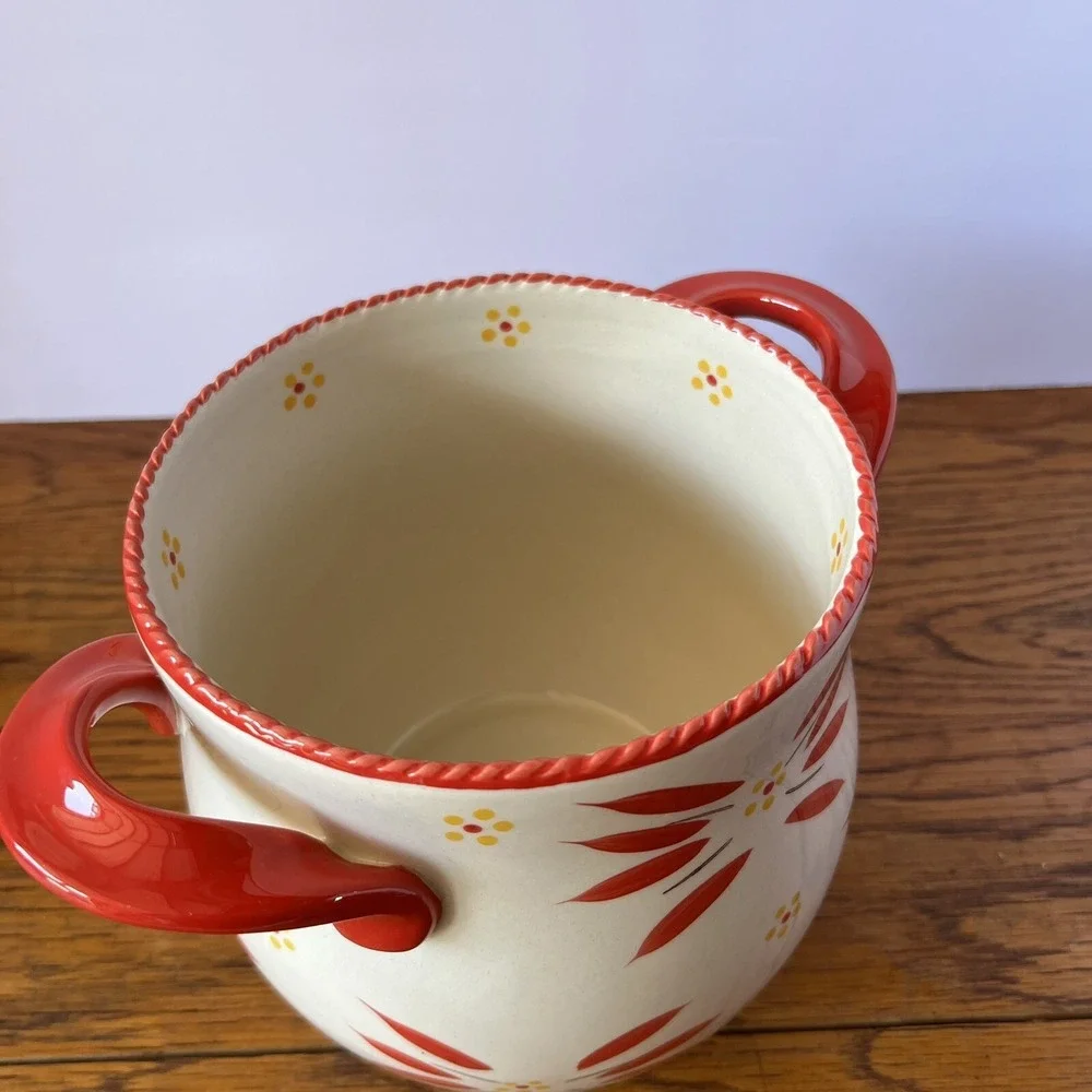 Temptations Old World Red‎ Crock Supersize Utensil Holder JAR Store & more 7